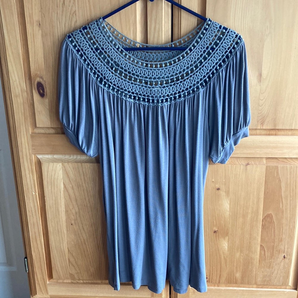 Light Gray Neck Detail Top